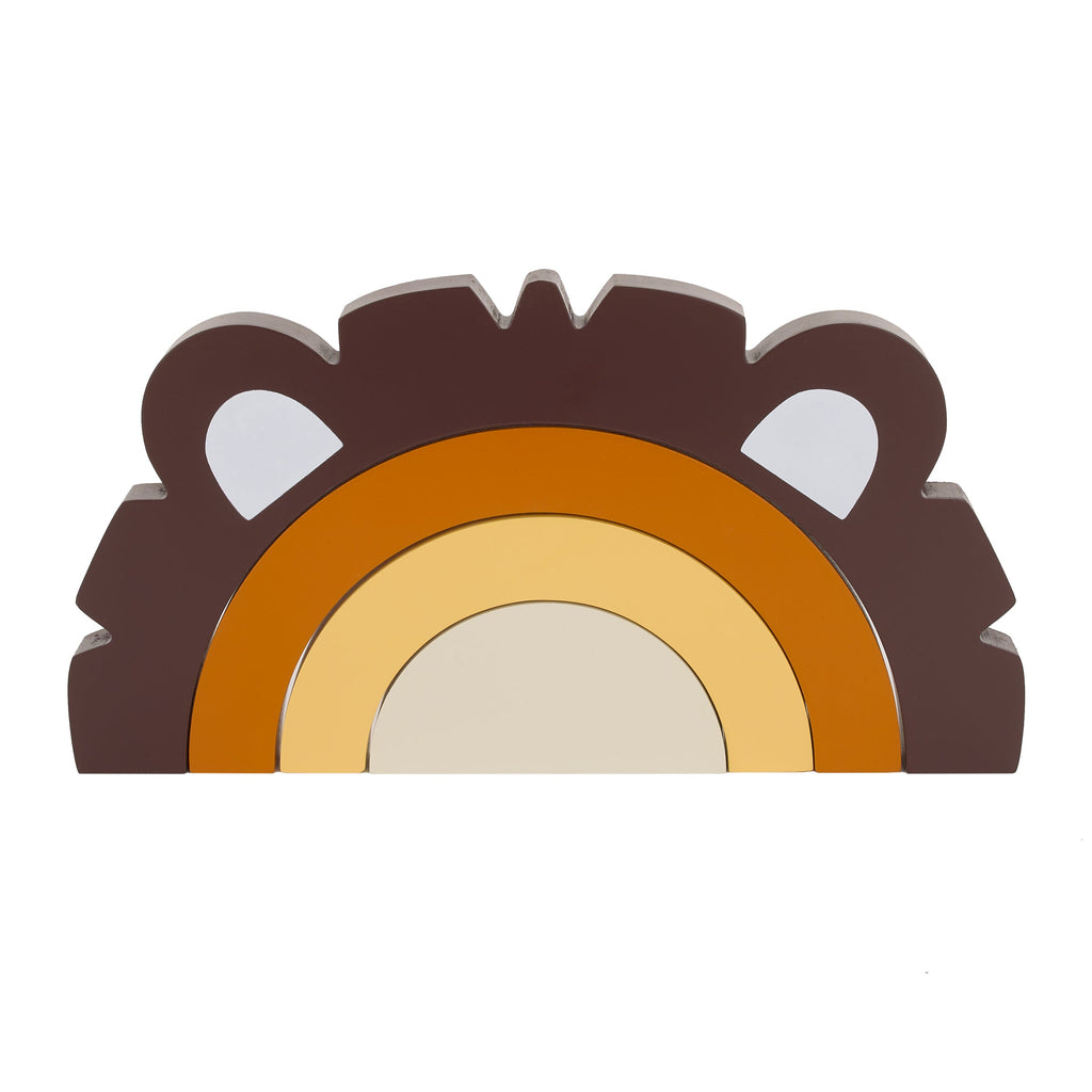 Lion Brown, Orange, Yellow, and Ivory Wood Stacking Shelfie DÃ©cor