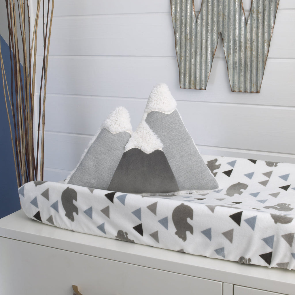 Little Love by NoJo Mountain Shaped Grey and White Plush Decorative Pillow