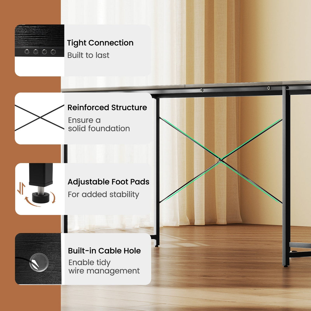 95 Inch 2-Person L-Shaped Long Reversible Computer Desk with Monitor Stand