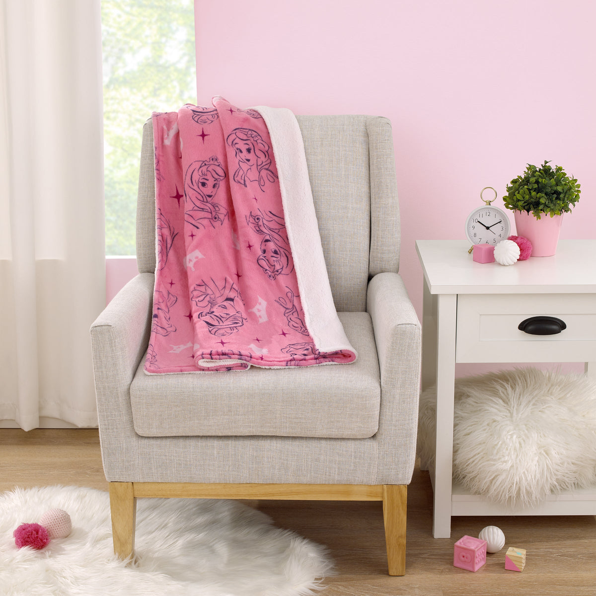 Princess Pink and Purple Tiaras Super Soft Sherpa Baby Blanket