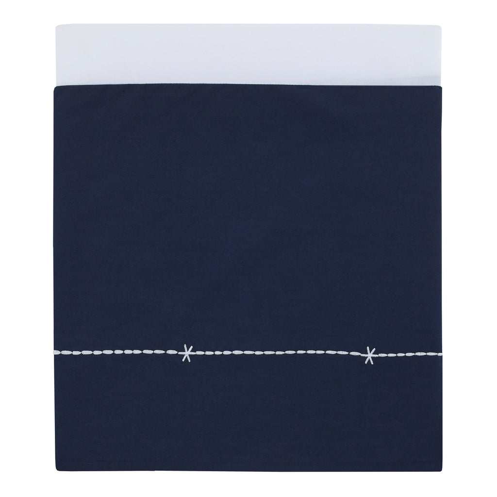 Goodnight Sleep Tight White and Blue Koala, Sloth, Bear, Star, and Moon 4 Piece Nursery Crib Bedding Set - Comforter, 100% Cotton Fitted Crib Sheet, Crib Skirt, and Storage