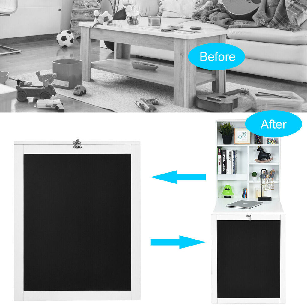 Convertible Wall Mounted Table with A Chalkboard