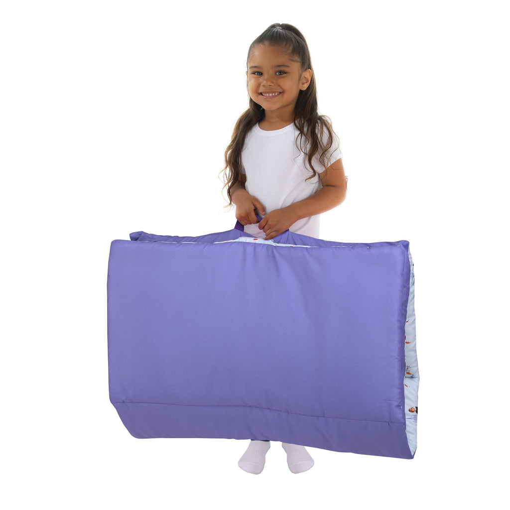 Frozen Winter Cheer Lavender, Aqua, Green and White Anna, Elsa and Olaf Deluxe Easy Fold Toddler Nap Mat