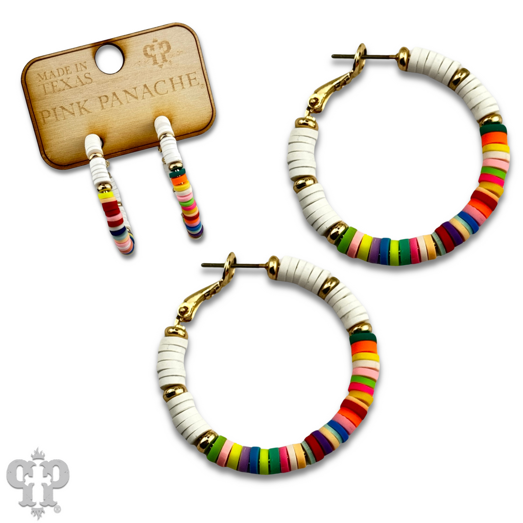 Rubber disc bead hoop earring, last call