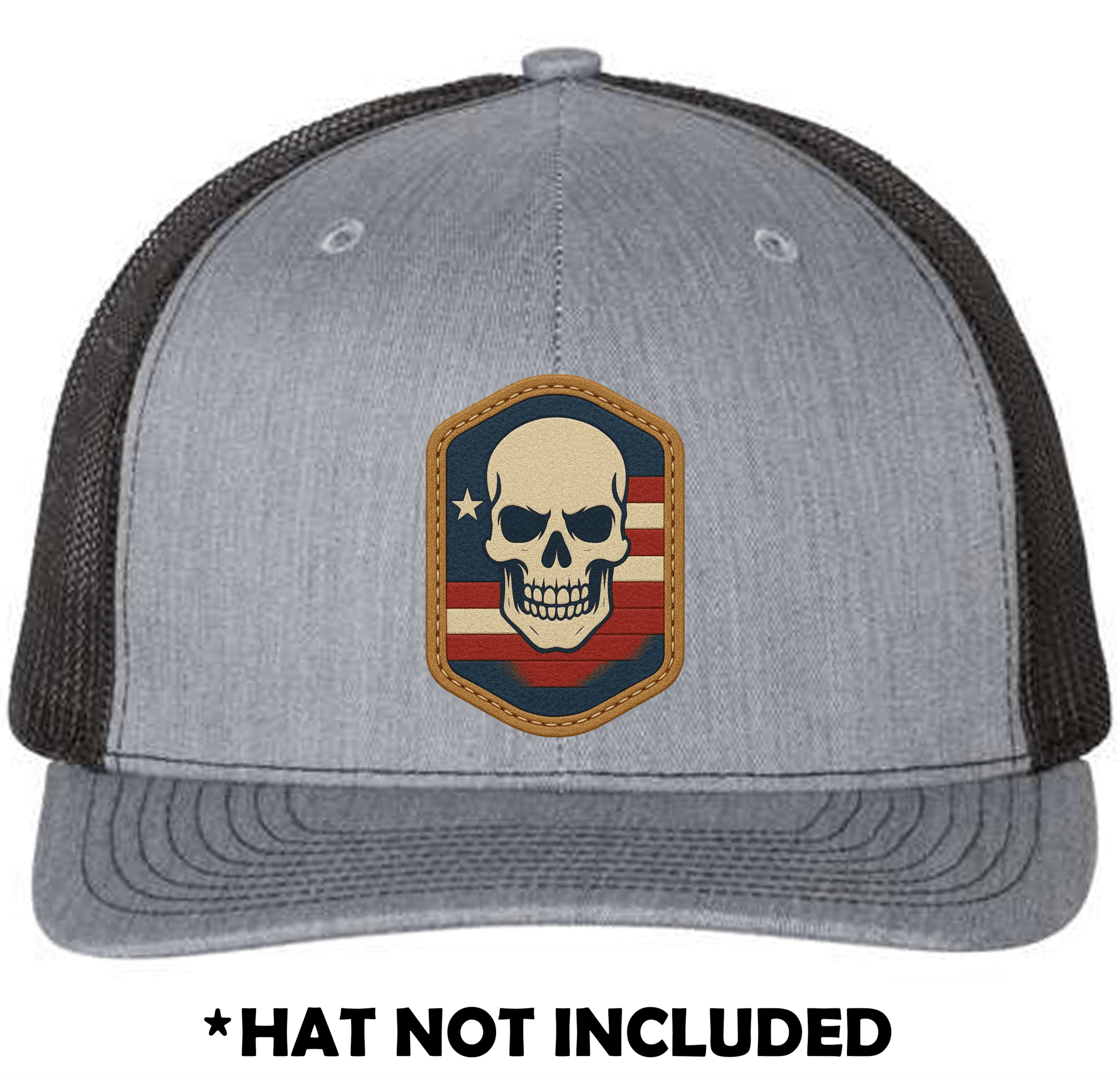 Leather Skull USA UV Printed Hat Patch