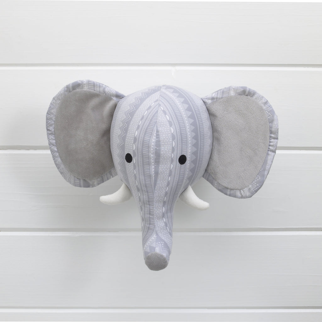 NoJo Elephant Head Printed Wall Decor - Grey/White