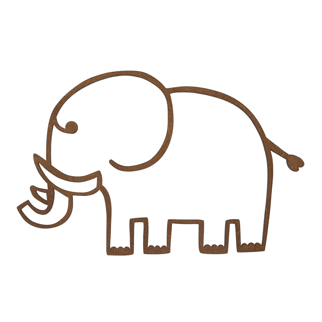 Elephant Shaped Textured Wood Tone Wall Decor