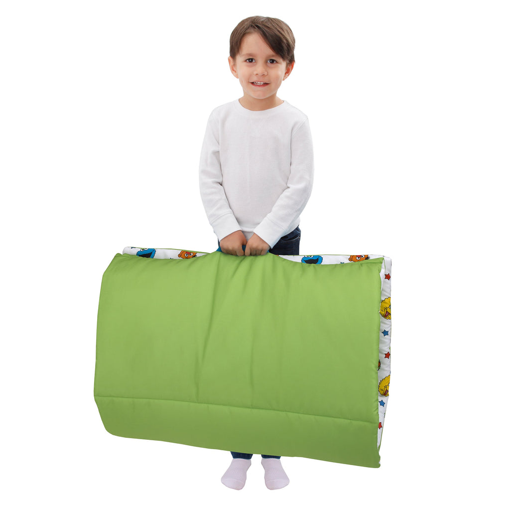 Come and Play Blue, Green, Red and Yellow, Elmo, Big Bird, Cookie Monster, Grover and Oscar the Grouch Deluxe Easy Fold Toddler Nap Mat