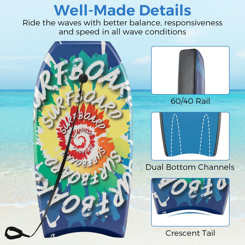 33/37/41 Inches Lightweight Body Board Boogie Board with EPS Core XPE Deck HDPE Bottom Multicolor4