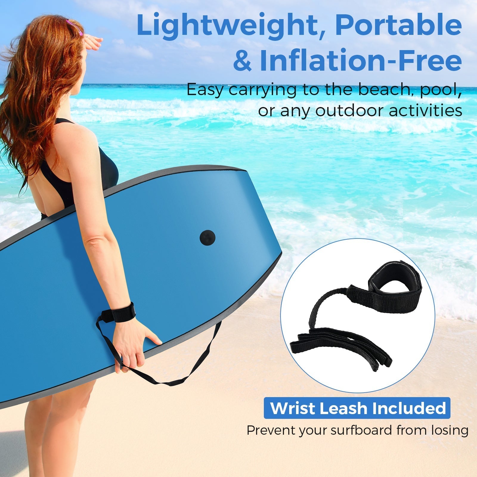 33/37/41 Inches Lightweight Body Board Boogie Board with EPS Core XPE Deck HDPE Bottom Multicolor4