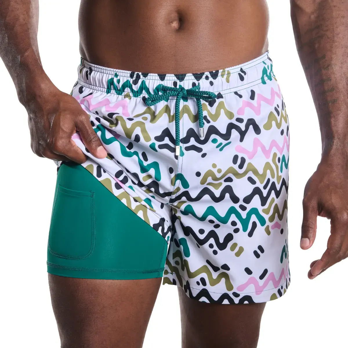 Line Rush, Orchid and Kelp Hybrid Short, Compression Lined Swim and Resort Trunk