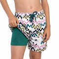 Line Rush, Orchid and Kelp Boys Hybrid Short, Swim and Play Trunk