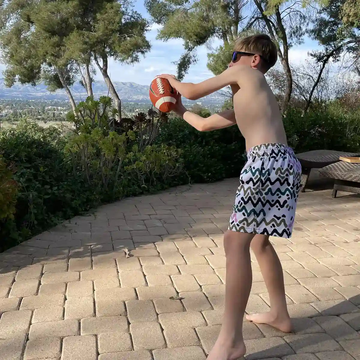 Line Rush, Orchid and Kelp Boys Hybrid Short, Swim and Play Trunk