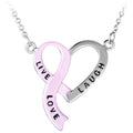 Live, Laugh, Love Pink Ribbon Heart Necklace