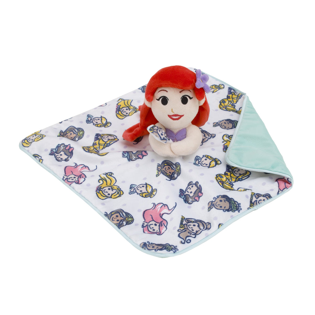 Ariel and Princess White and Aqua Lovey Security Blanket