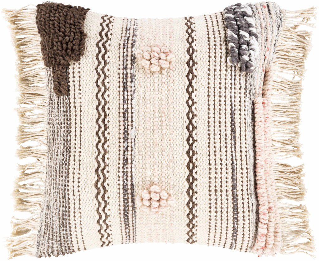 Lenorah Pink&White Textured Throw Pillow - Clearance