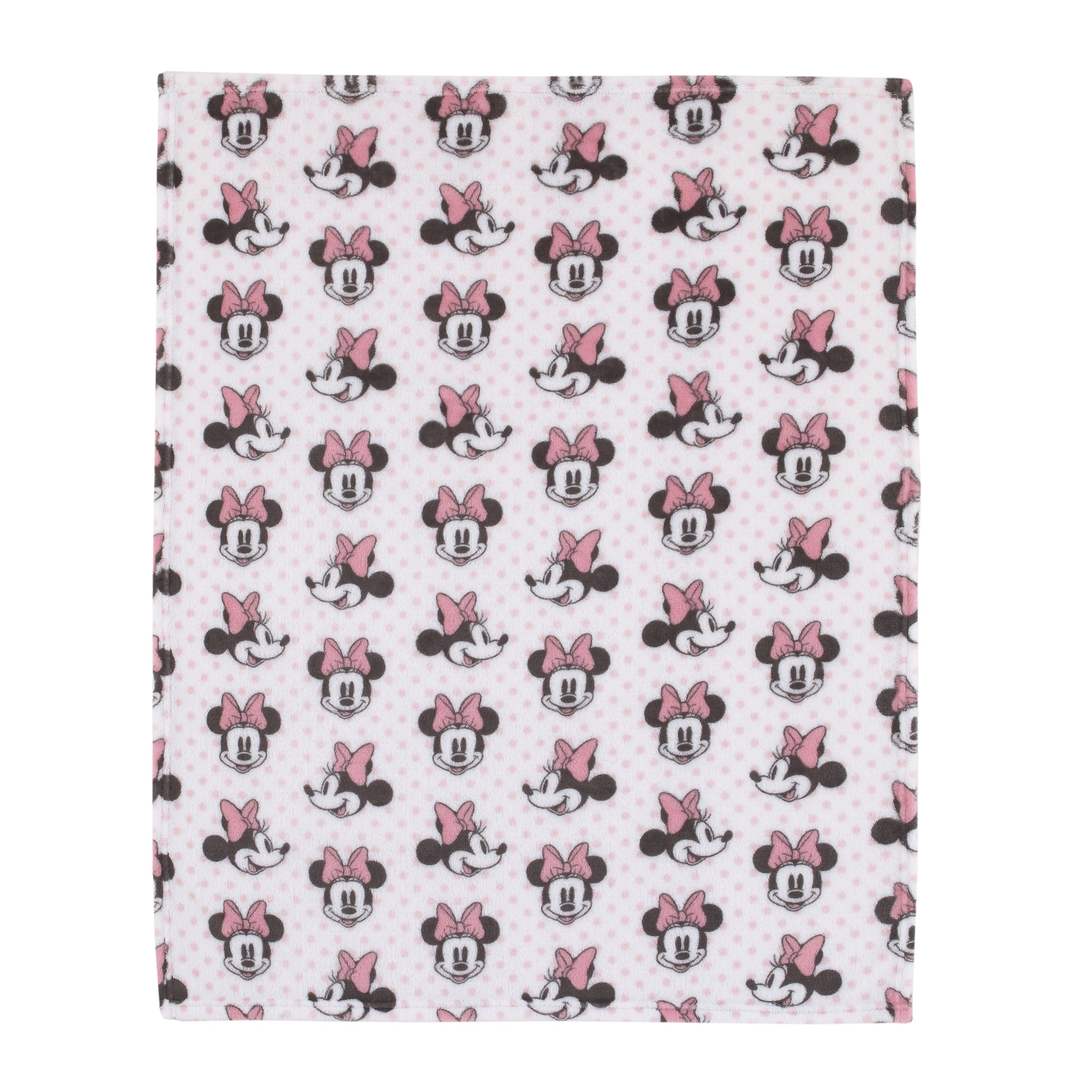 Disney Minnie Mouse - Pink, White and Black Super Soft Plush Baby Blanket