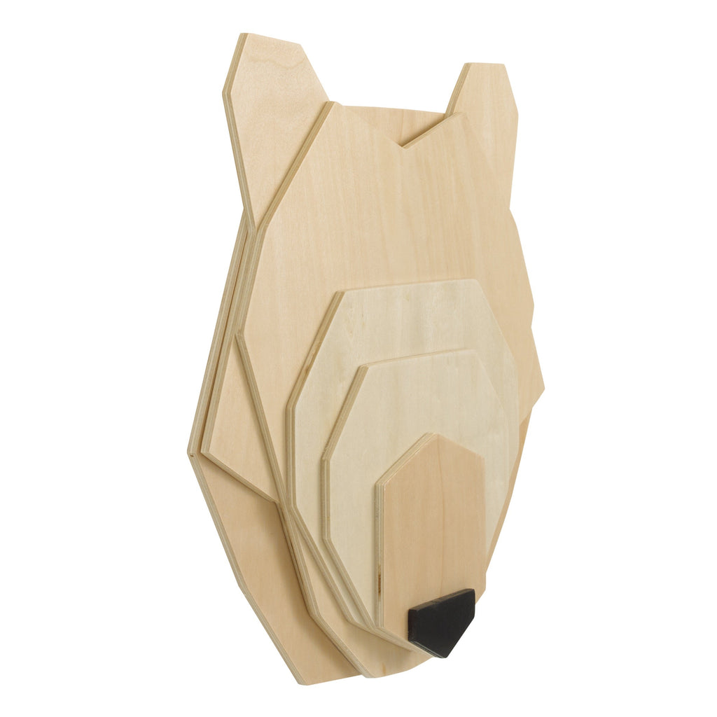 Bear Head Layered Natural Wood Nursery Wall DÃ©cor