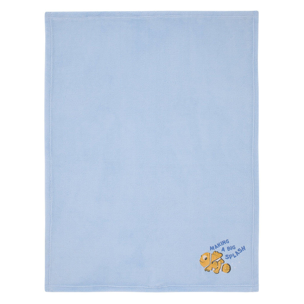 Finding Nemo Cutest Little Catch Light Blue, and Orange Super Soft Appliqued Baby Blanket