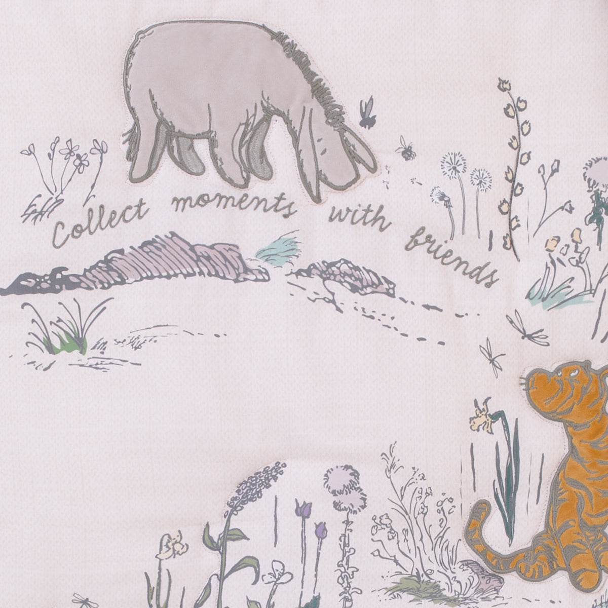 Classic Pooh Naturally Friends Ivory and Taupe Piglet, Eeyore, and Tigger 3 Piece Nursery Crib Bedding Set - Comforter, 100% Cotton Fitted Crib Sheet, and Crib Skirt
