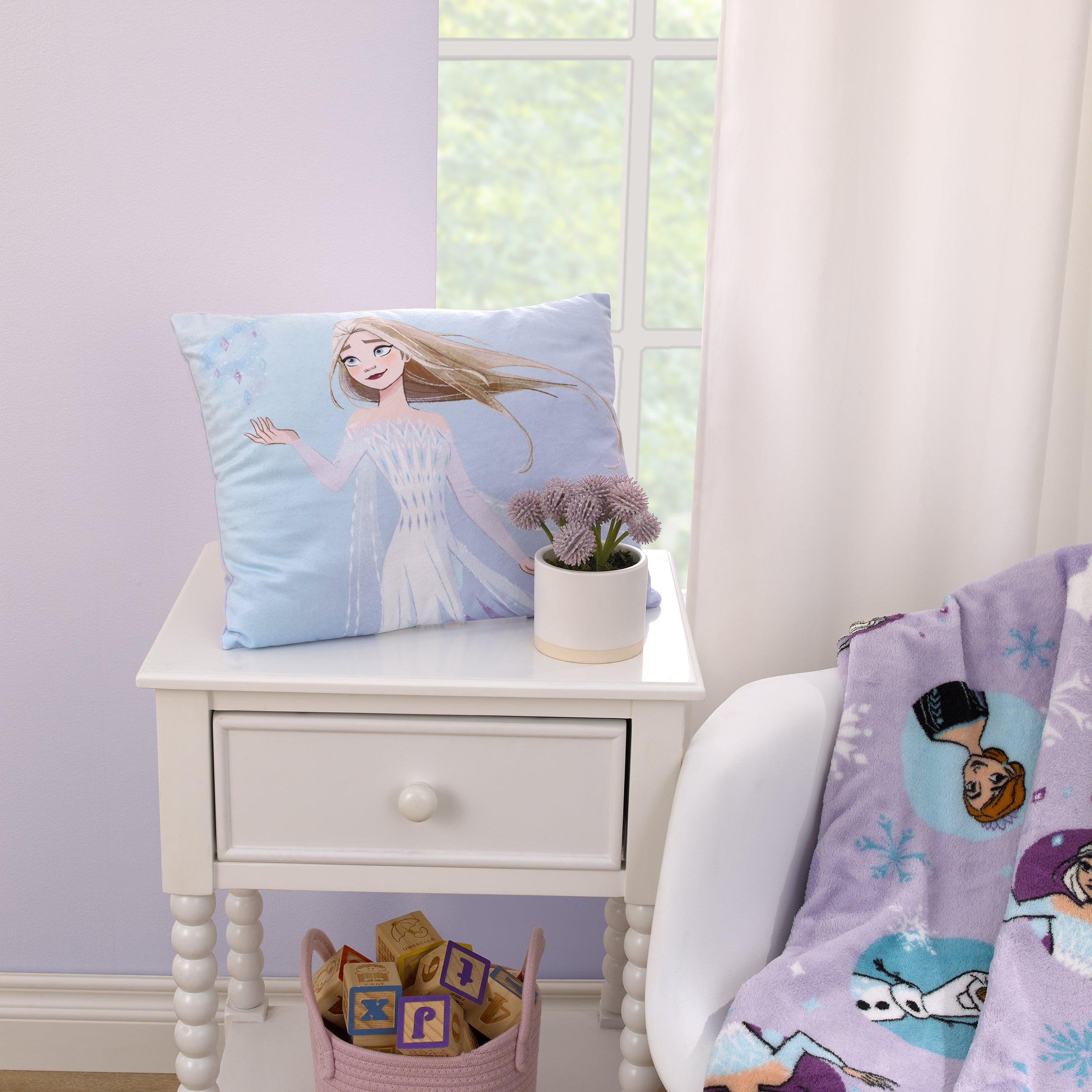 Disney Frozen Winter Cheer Lavender, Aqua and White Elsa Decorative Toddler Pillow