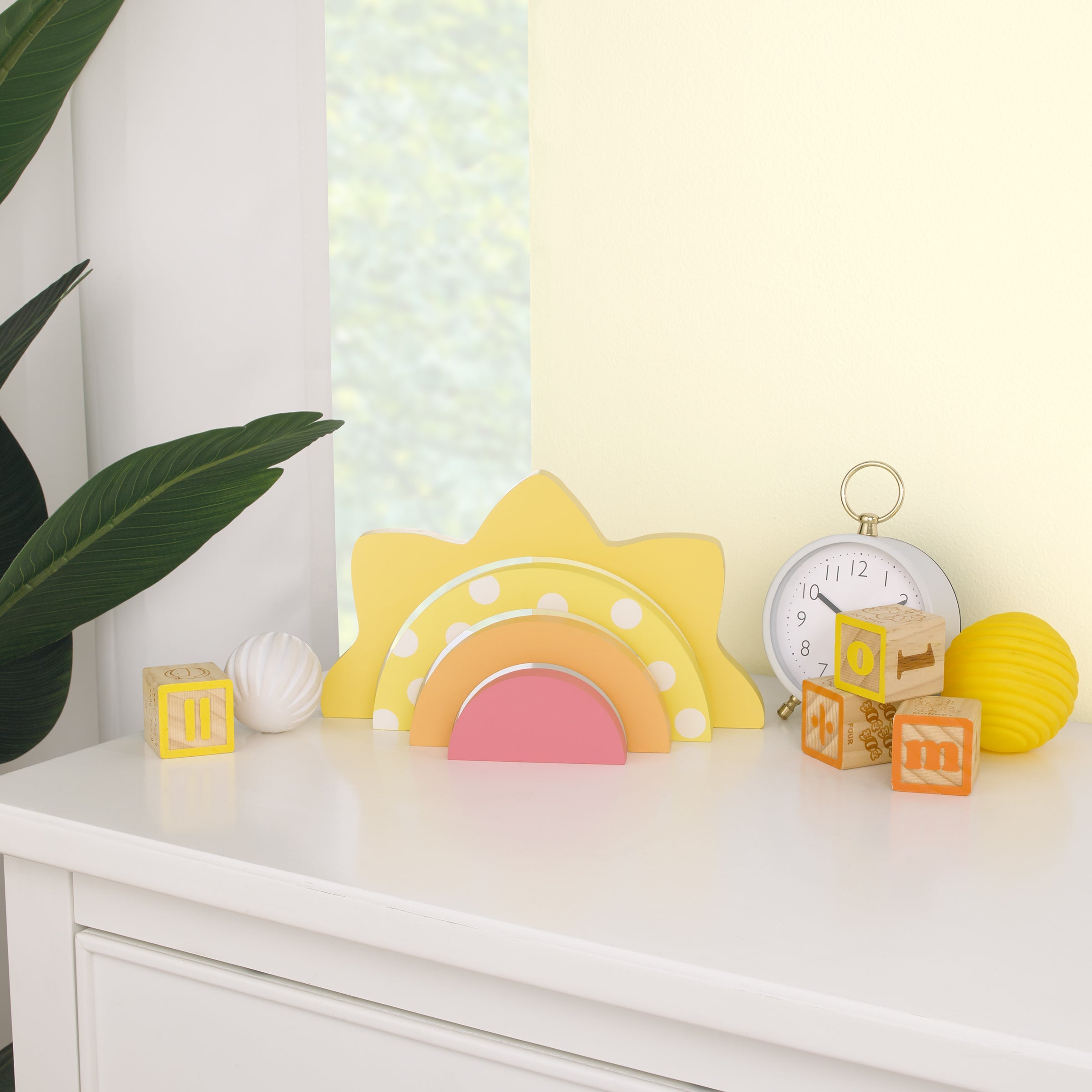 Sun Yellow, Orange, Pink, and White Wood Stacking Shelfie DÃ©cor