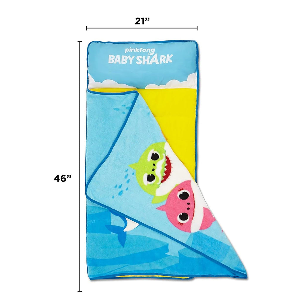 NoJo Baby Shark Toddler Nap Mat - Includes Attached Pillow and Blanket