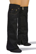 Marget -Black Denim {4" Block Heel ...Not a Wedge Heel}