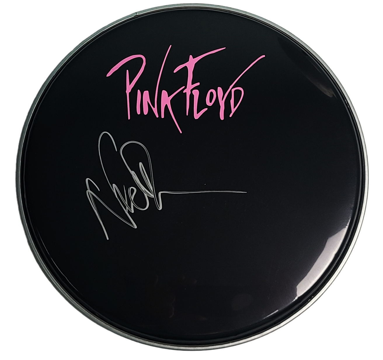 Pink Floyd Nick Mason Signed Custom Framed Drum Head Drumhead Display