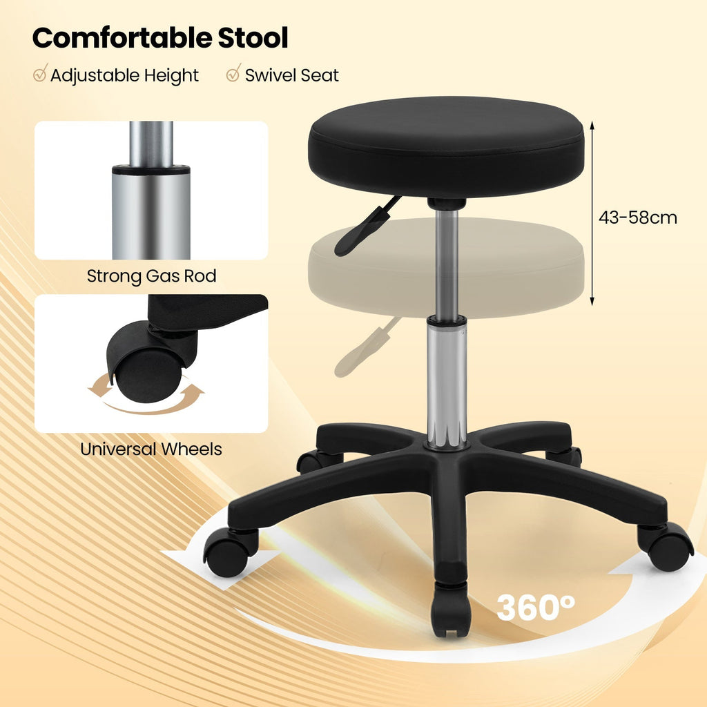 72 Inch Massage Bed with Hydraulic Stool Removable Headrest and Storage Boxes