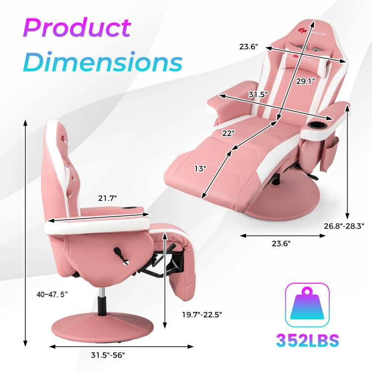 Massage Video Gaming Recliner Chair with Adjustable Height