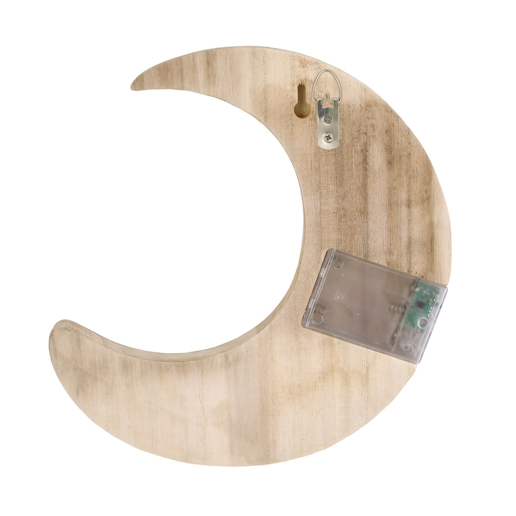 Moon Shaped Lighted LED Natural Wood Wall Decor
