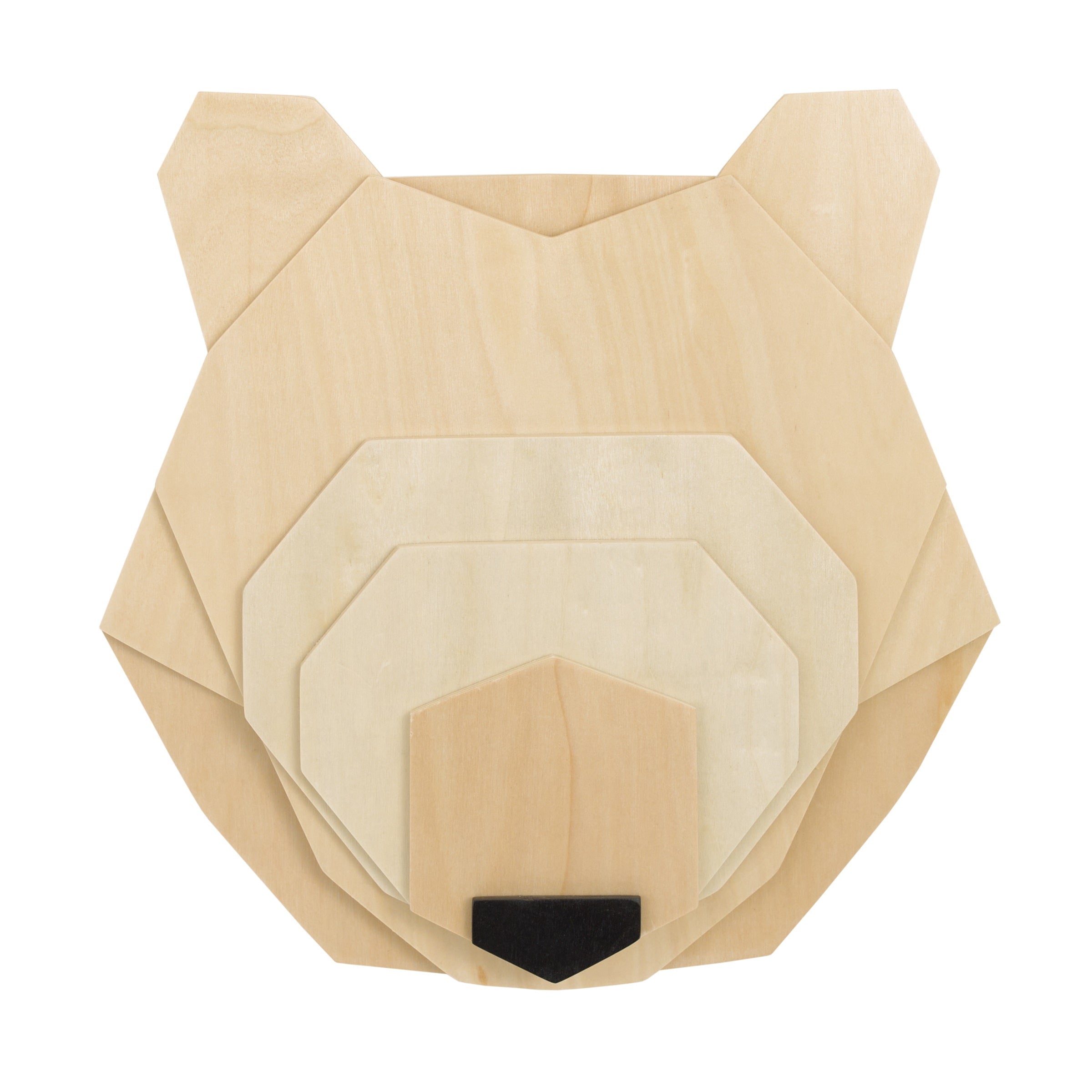 Bear Head Layered Natural Wood Nursery Wall DÃ©cor