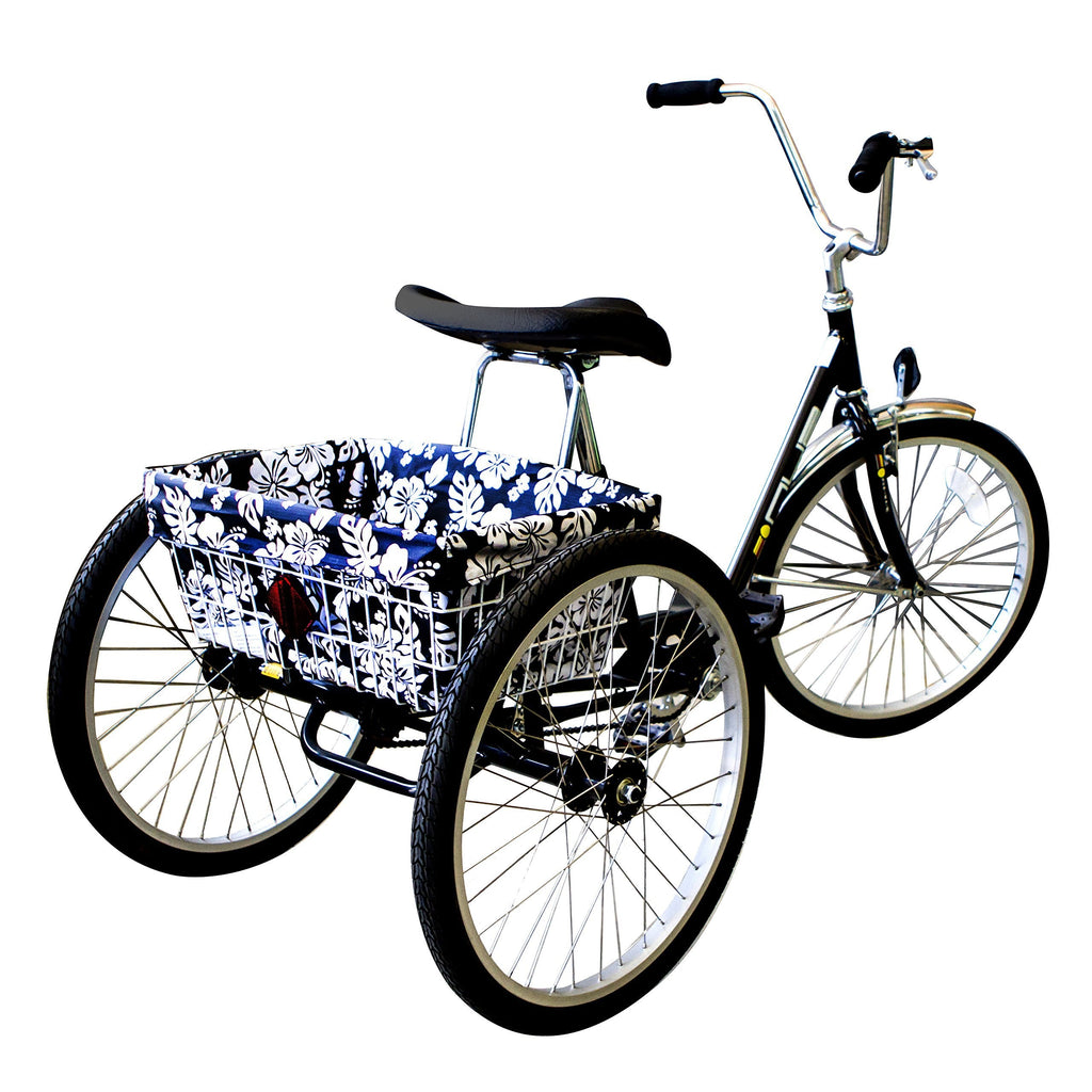 CRUISER CANDY Trike Basket Liner (Extra Large) Black Hibiscus