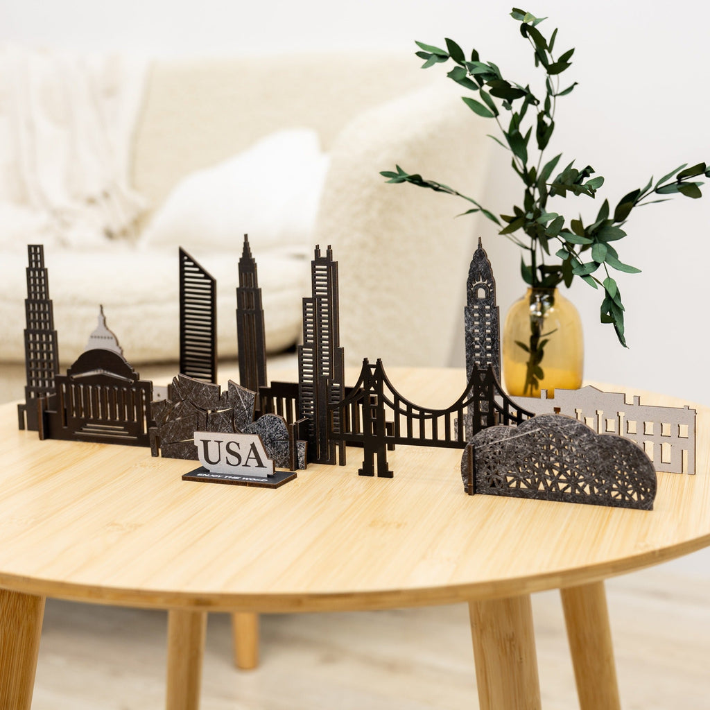 Wooden Travel Decor Memory City – USA Buildings
