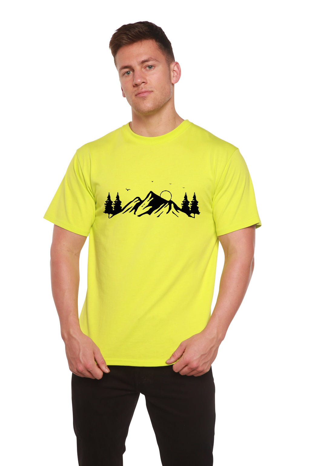 Men's Bamboo Viscose/Organic Cotton Short Sleeve T-Shirt with Print Mauna Kea
