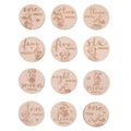 Minnie Mouse Natural Wood Tone, 12 Piece Wooden Engraved Milestone Cards