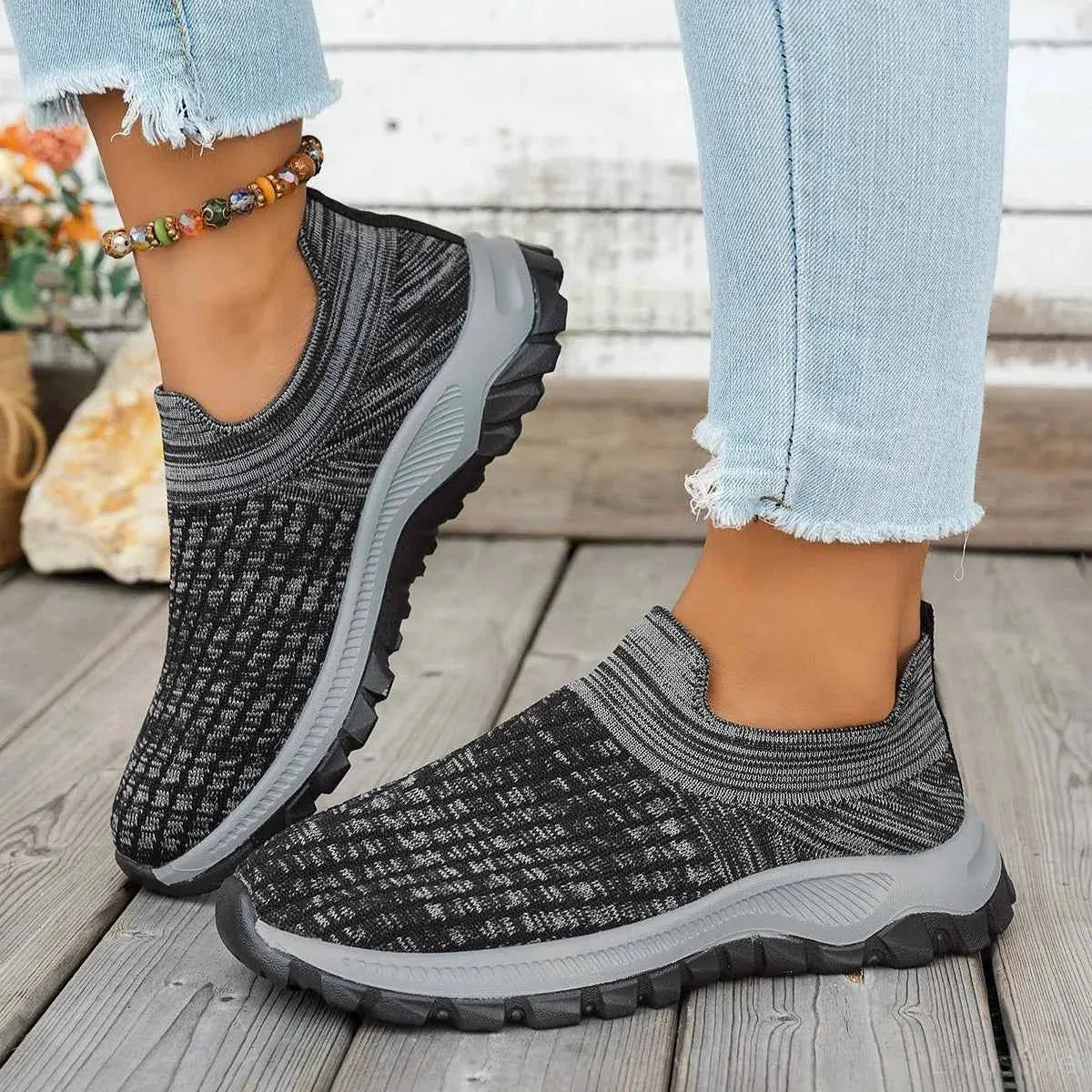 Mesh Platform Slip-On Sneakers