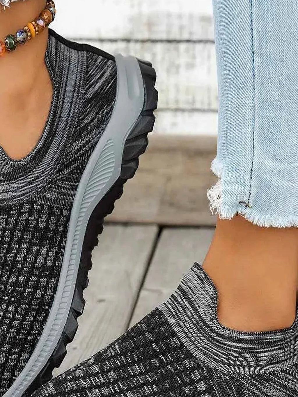 Mesh Platform Slip-On Sneakers