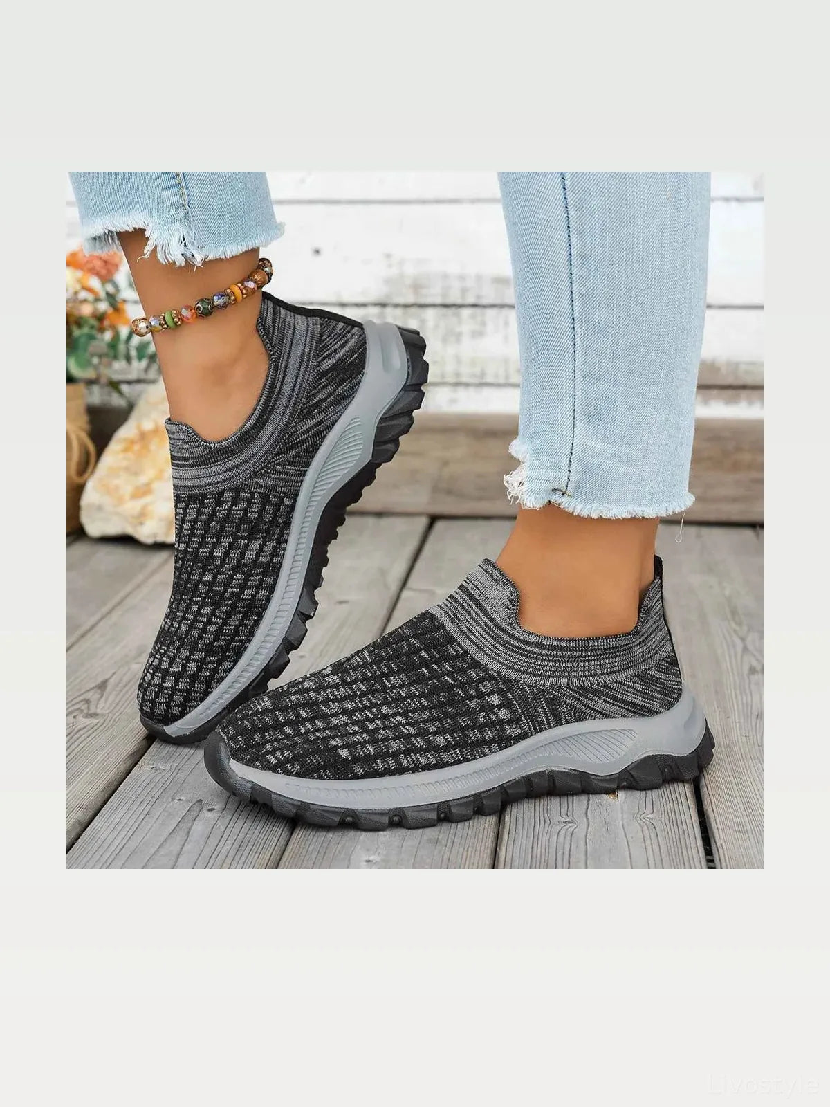 Mesh Platform Slip-On Sneakers