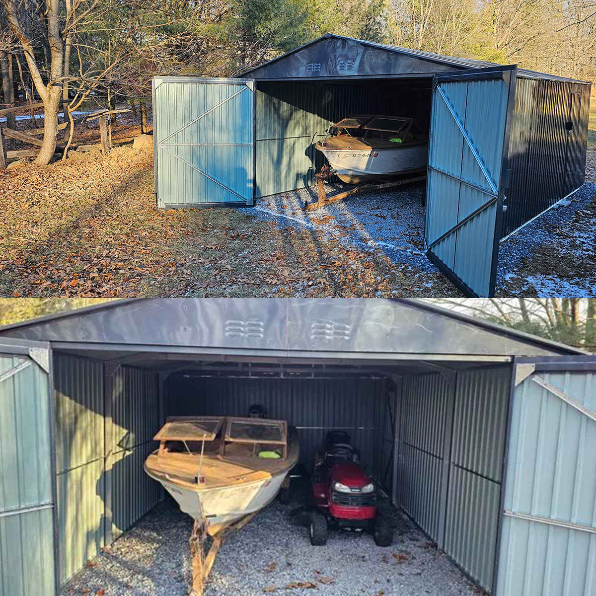13'x20' Plus Upgraded Metal Shed w/ Double Front Doors & Side Entry Door
