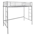 Twin Loft Bed Frame with 2 Ladders Full-length Guardrail