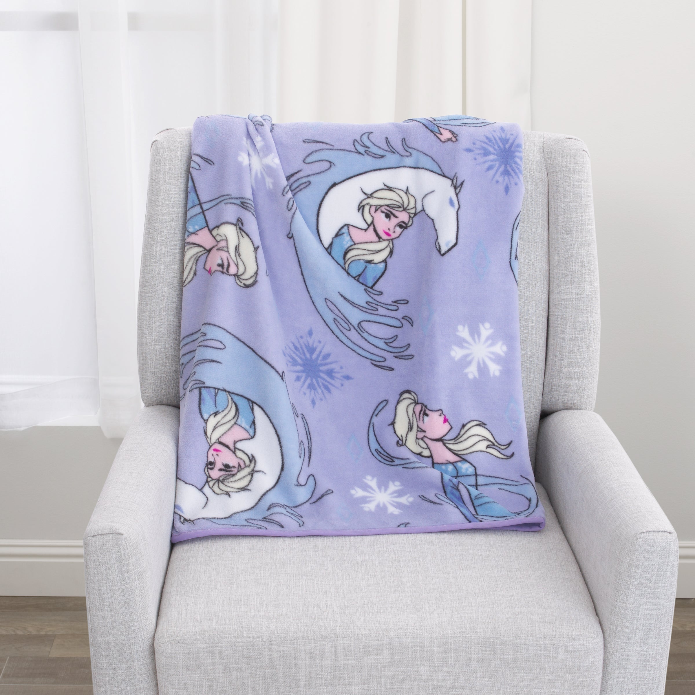 Frozen 2 Elsa and Nokk Lavender and Pink Super Soft Toddler Blanket - 40"x 50"