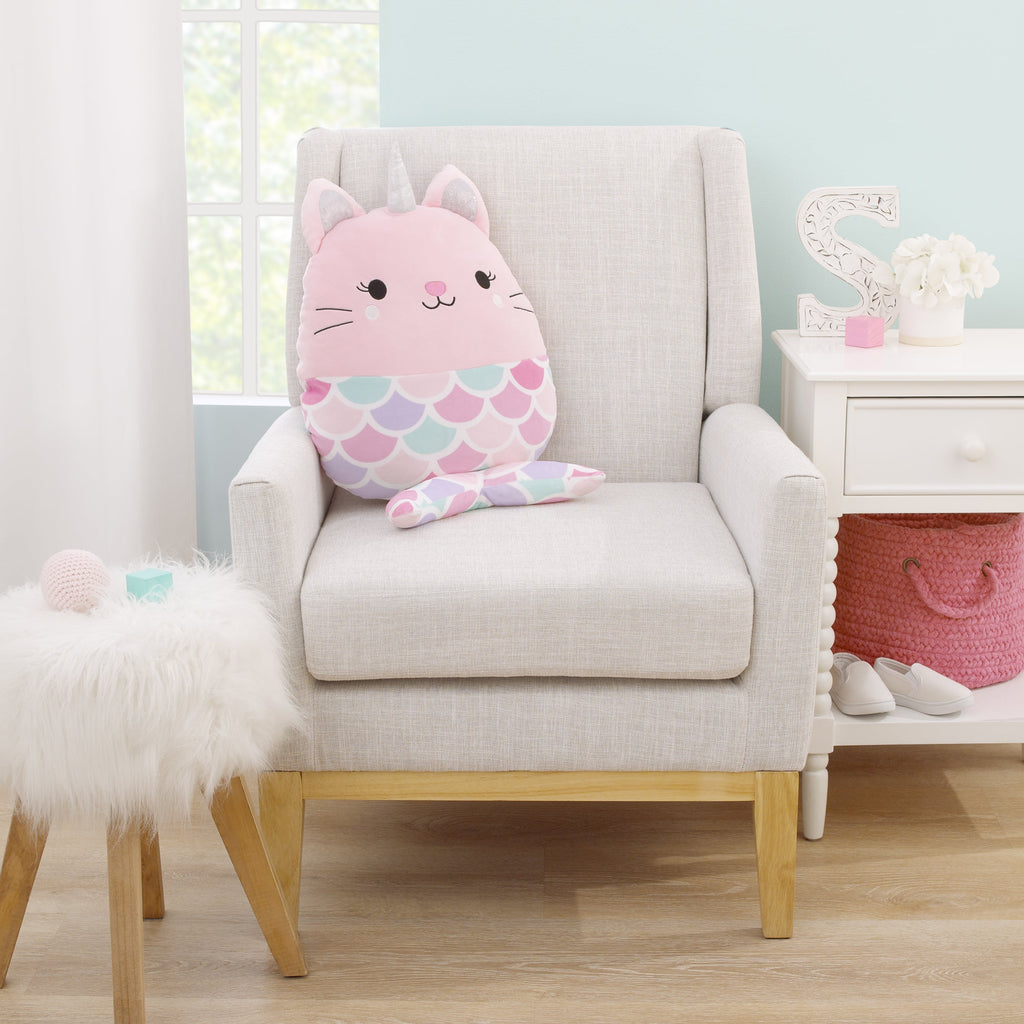 Mermaid Kitty Unicorn Pink, Aqua, and Lavender Squishy Toddler Pillow