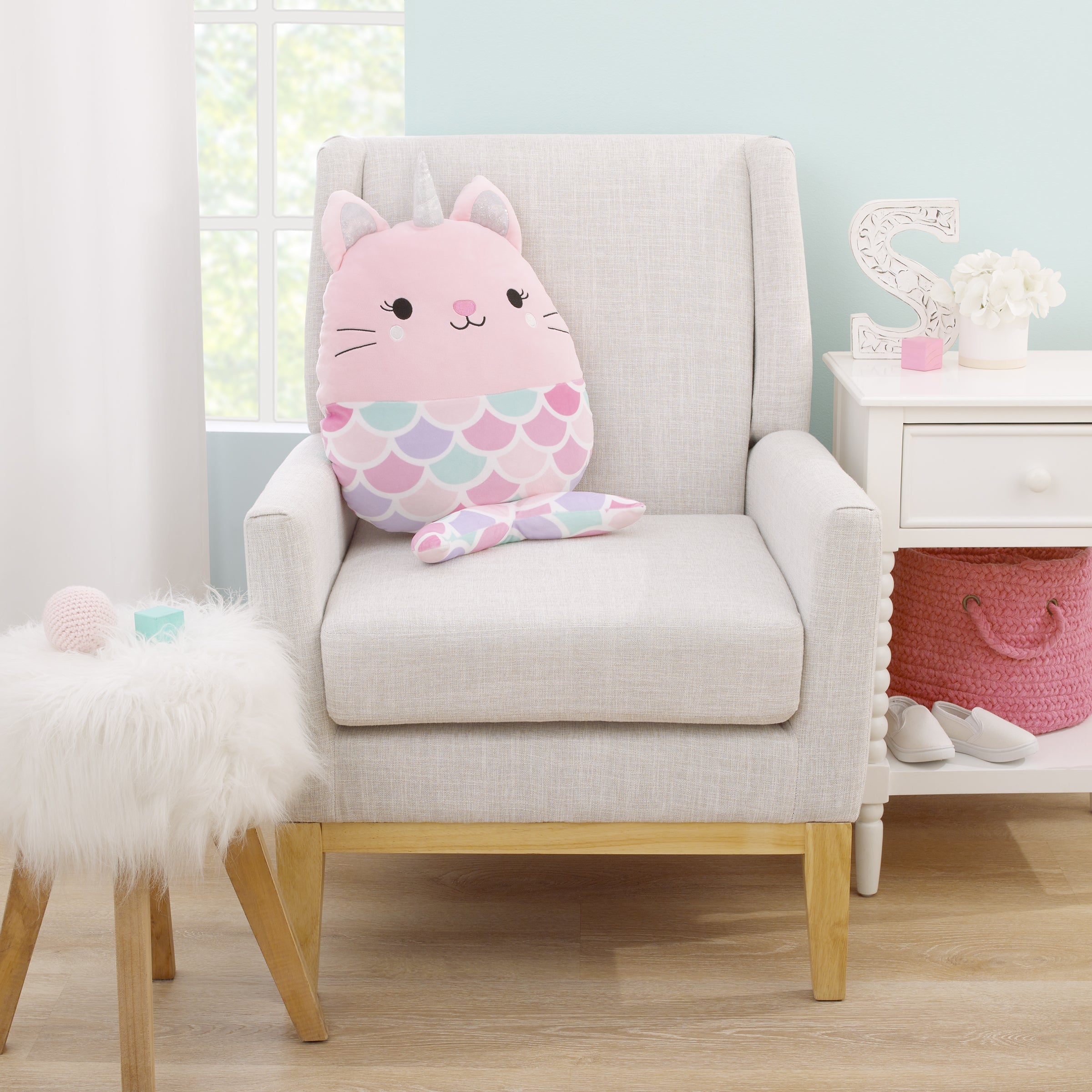 Mermaid Kitty Unicorn Pink, Aqua, and Lavender Squishy Toddler Pillow
