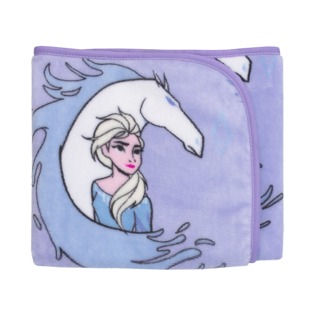 Frozen 2 Elsa and Nokk Lavender and Pink Super Soft Toddler Blanket - 40"x 50"