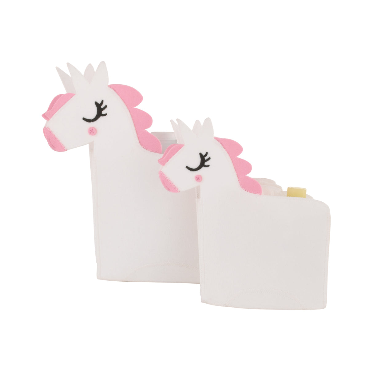 White Felt Unicorn Shaped 2 Piece Nursery Storage Caddy Set