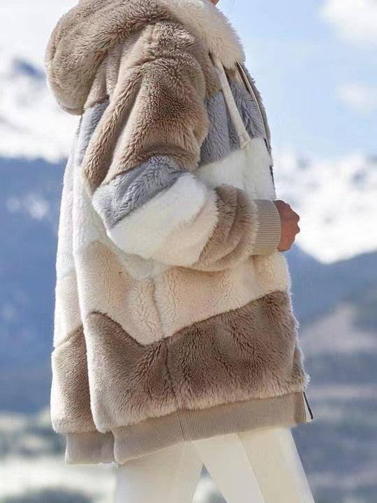Modern Women Casual Jacket Coats Hip Hop New Autumn Winter Loose  Multicolor Hooded Jacket For Women Winter Fleece Jacket Hooded Solid Color Coats With Pockets Comfortable Jacket