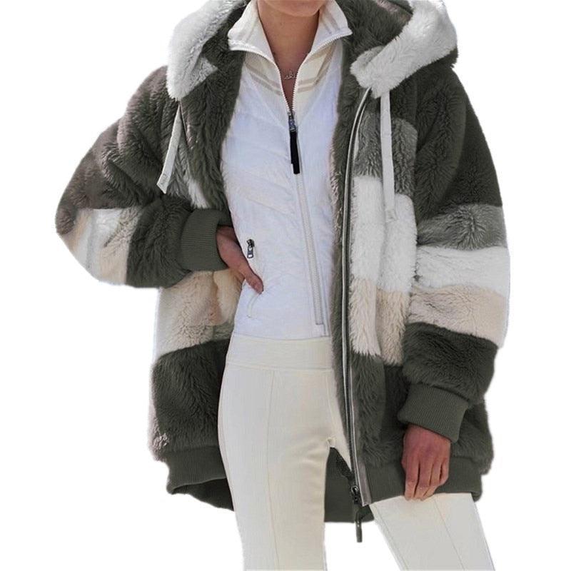Modern Women Casual Jacket Coats Hip Hop New Autumn Winter Loose  Multicolor Hooded Jacket For Women Winter Fleece Jacket Hooded Solid Color Coats With Pockets Comfortable Jacket