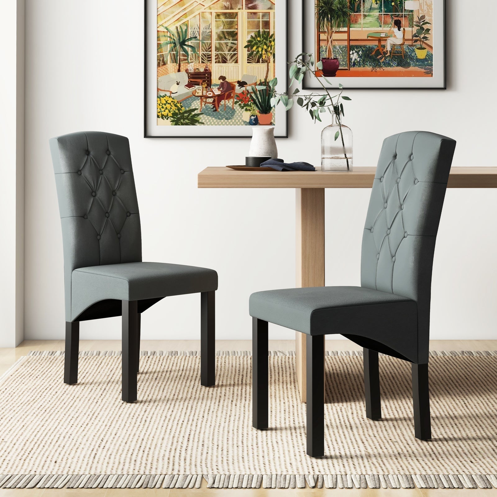 Modern Dining Chair with High Backrest High-density Sponge Cushion
